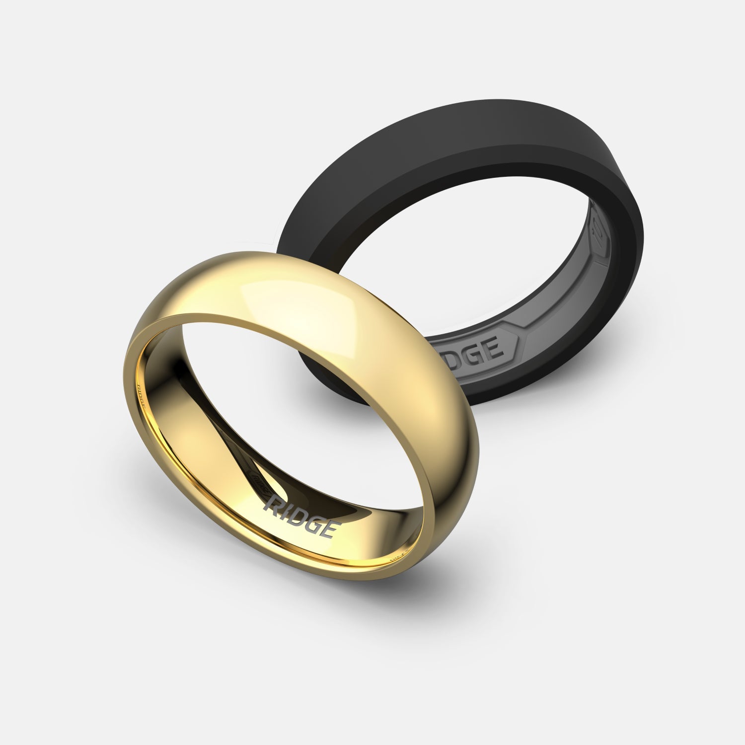 Ridge 6mm Rounded Ring Set - 24K Gold | Tantalum