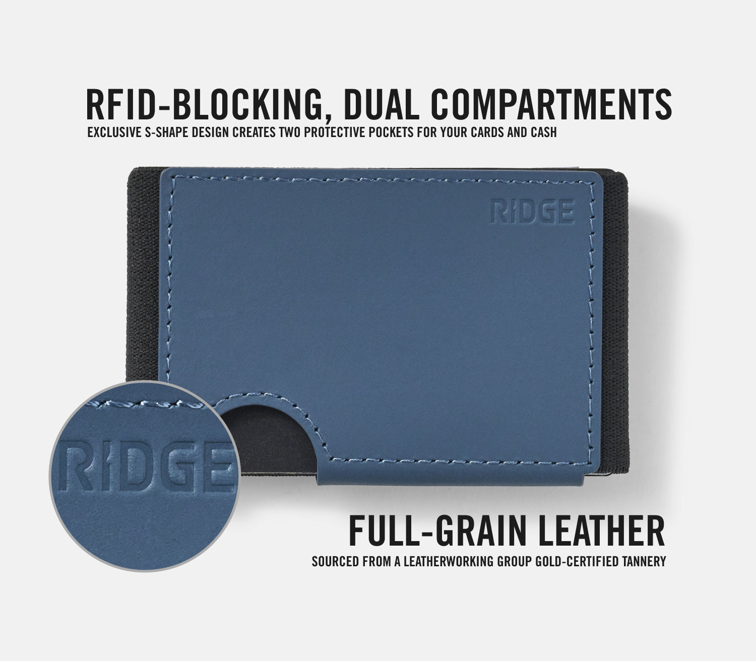 Cobalt Blue Ridge Biflex — 100% Leather Everyday Carry - Ridge EU