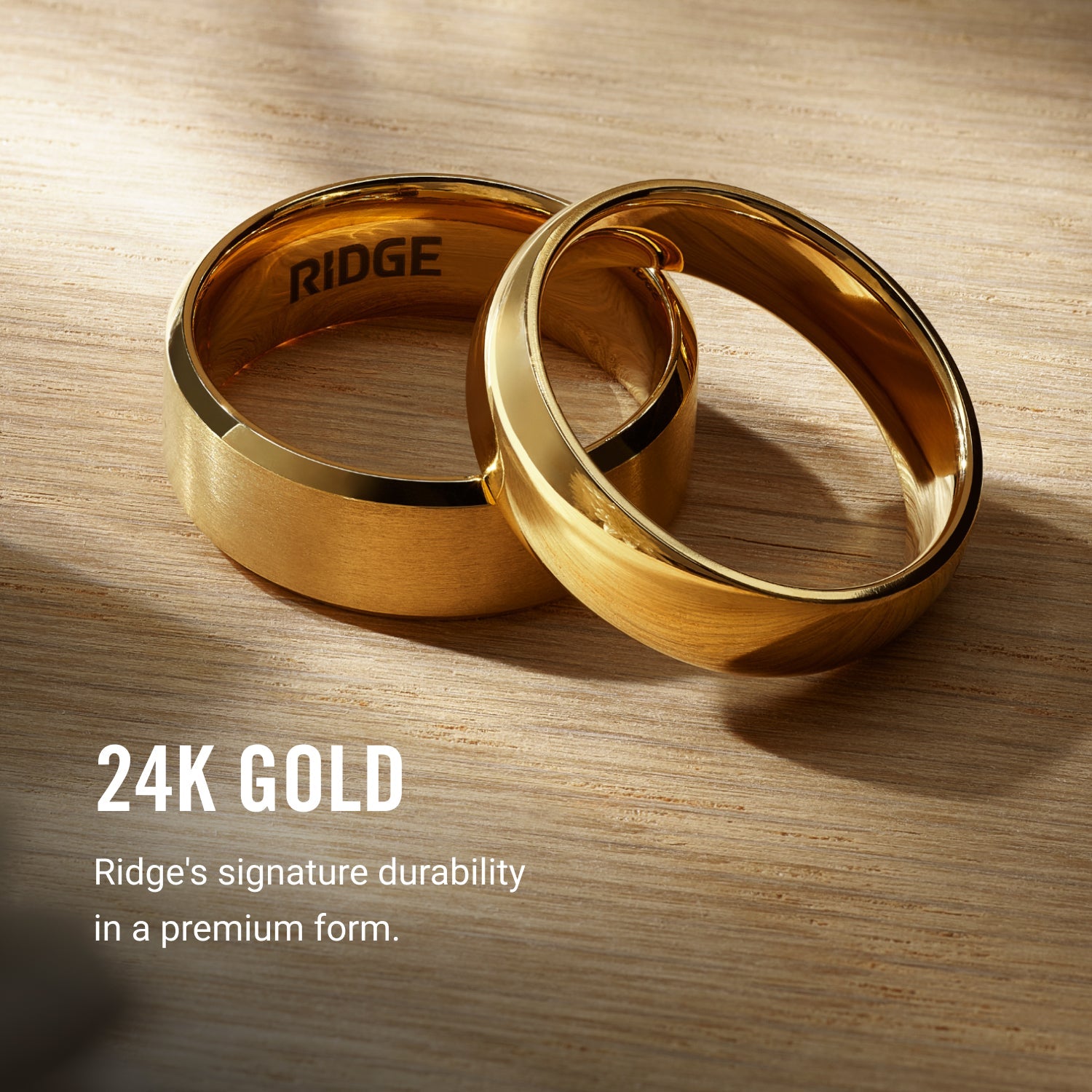 Ridge 6mm Rounded Ring Set - 24K Gold | Tantalum