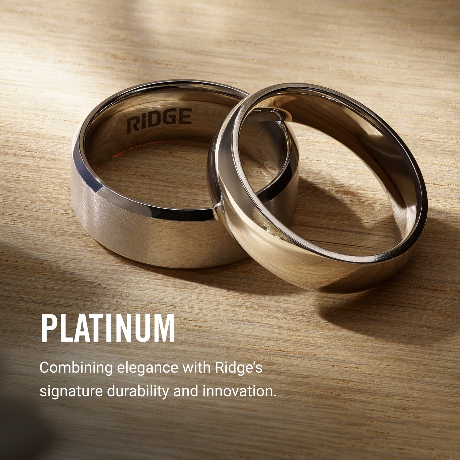 Ridge 6mm Rounded Ring Set - Platinum | Tantalum