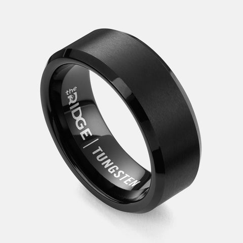 Tiptop Trendy Men's Spike Black Ring Metal Enamel Plated Ring